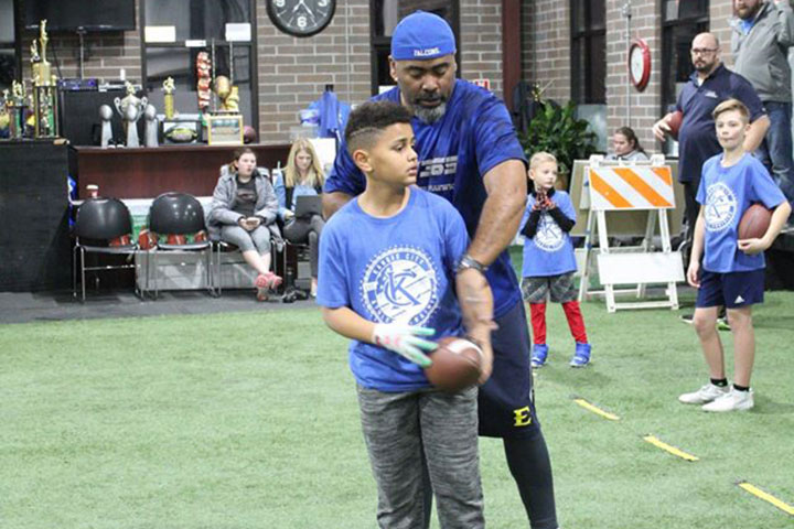 Wide Receiver Football Training by Kansas City Athlete Training for both youth and high school athletes with group classes and private training along with camps and speed and agility classes for all sports and athletics in Kansas City Missouri