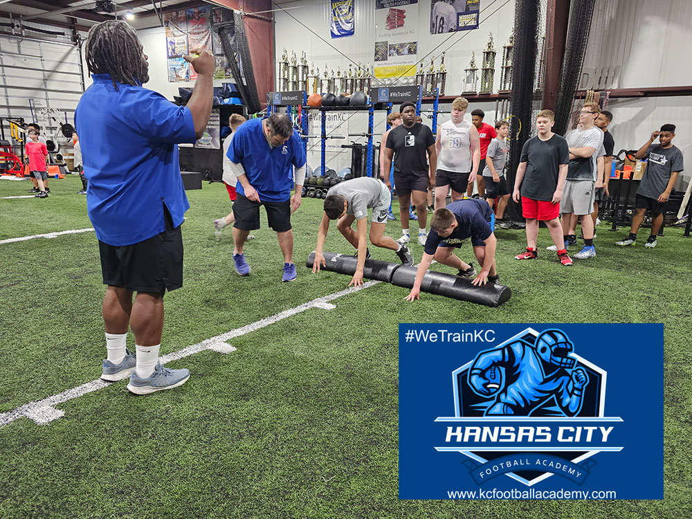 Defensive Line Football Training at Kansas City Athlete Training for both youth and high school athletes with group classes and private training along with camps and speed and agility classes for all sports and athletics in Kansas City Missouri
